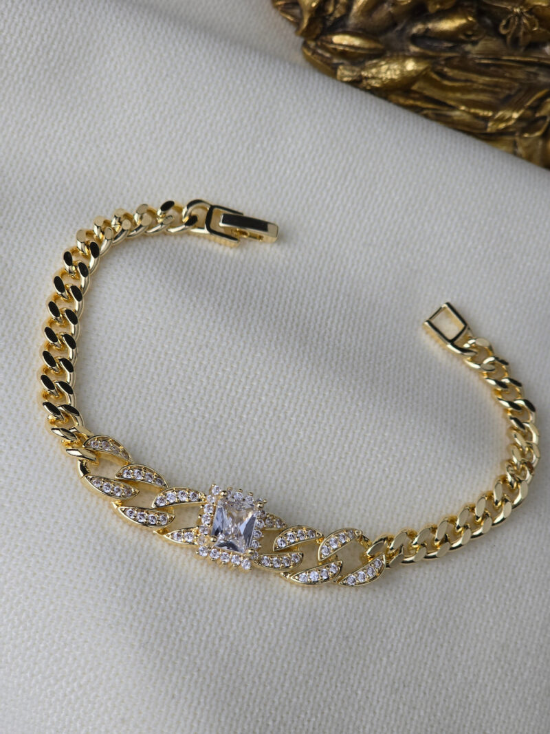 VIP 14K Baget Zirkon Monaco Zincir Bileklik