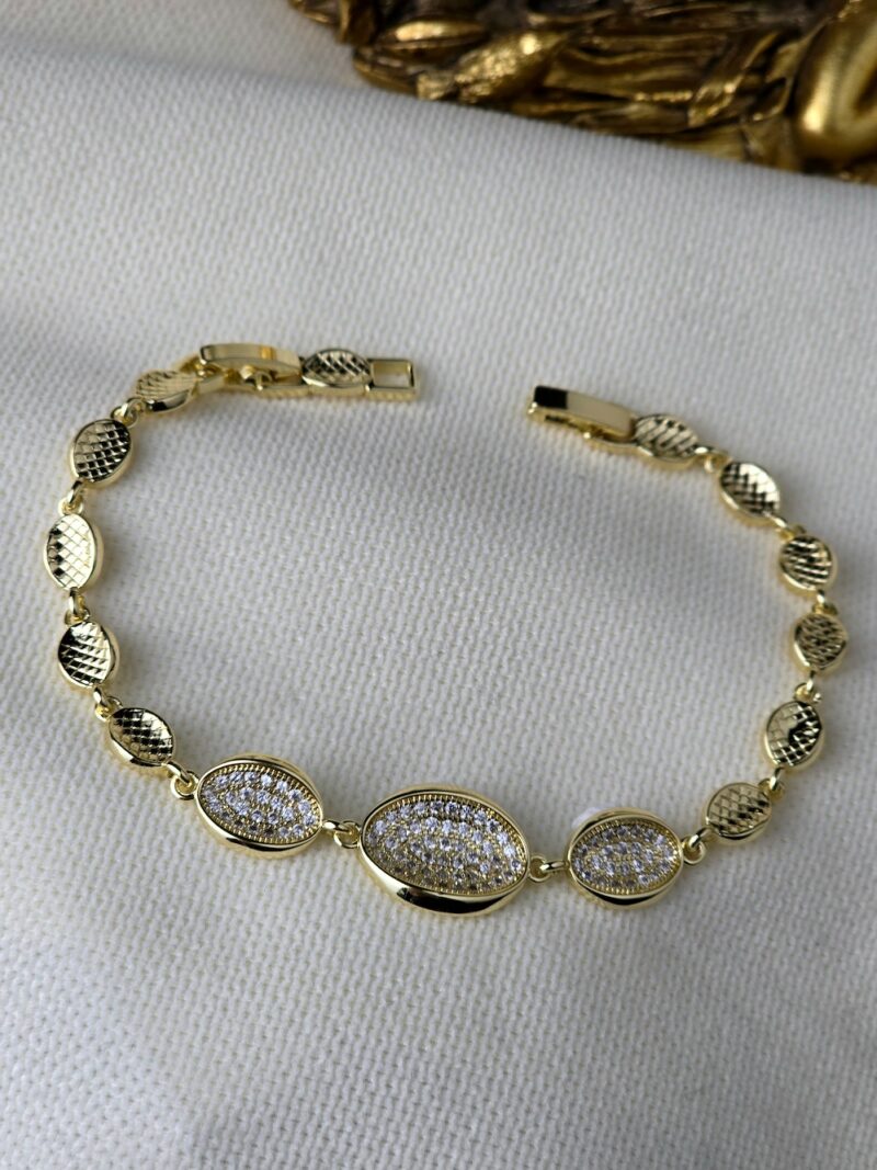 VIP 14K Oval Damla Zirkon Taşlı Bileklik