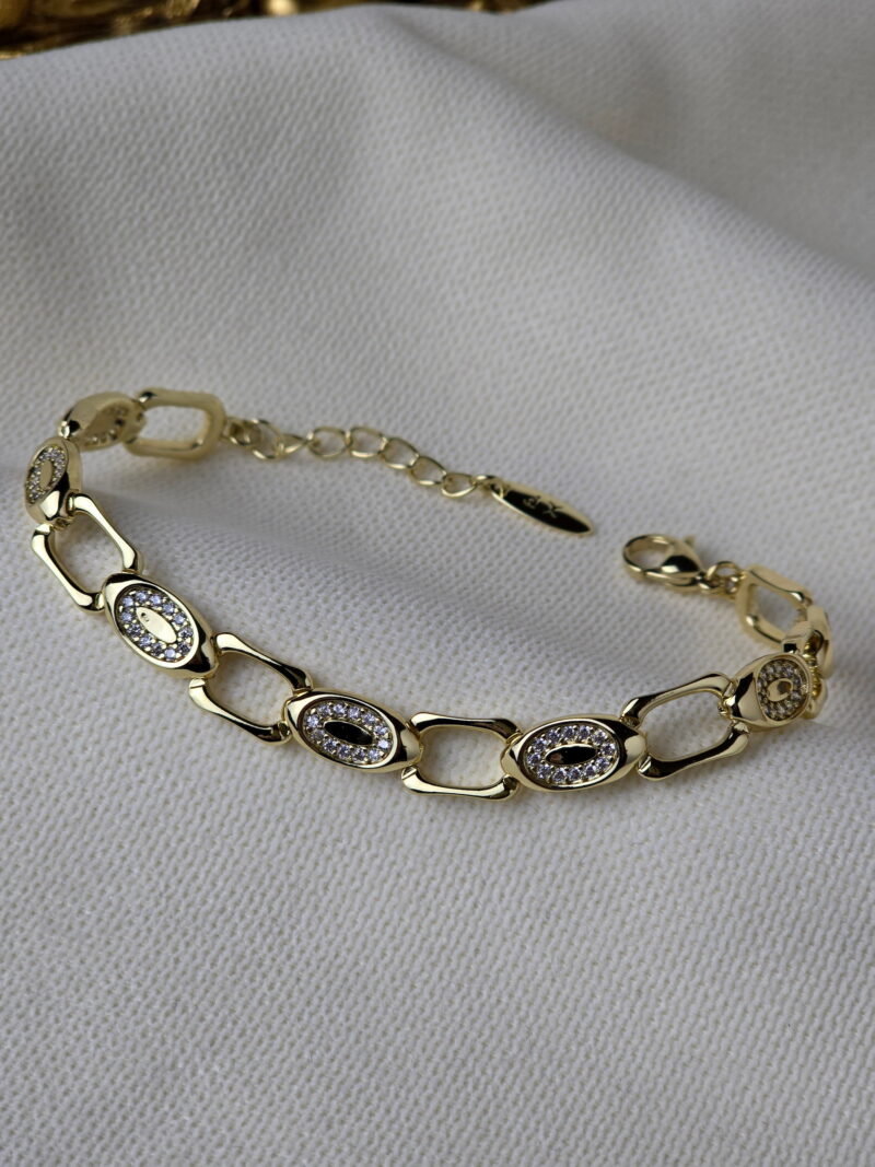 VIP 14K Oval Model Taşlı Bileklik