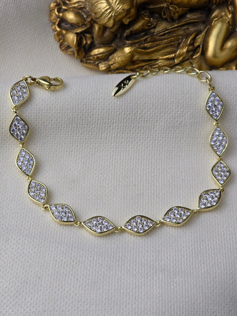 VIP 14K Taşlı Yaprak Model Bileklik