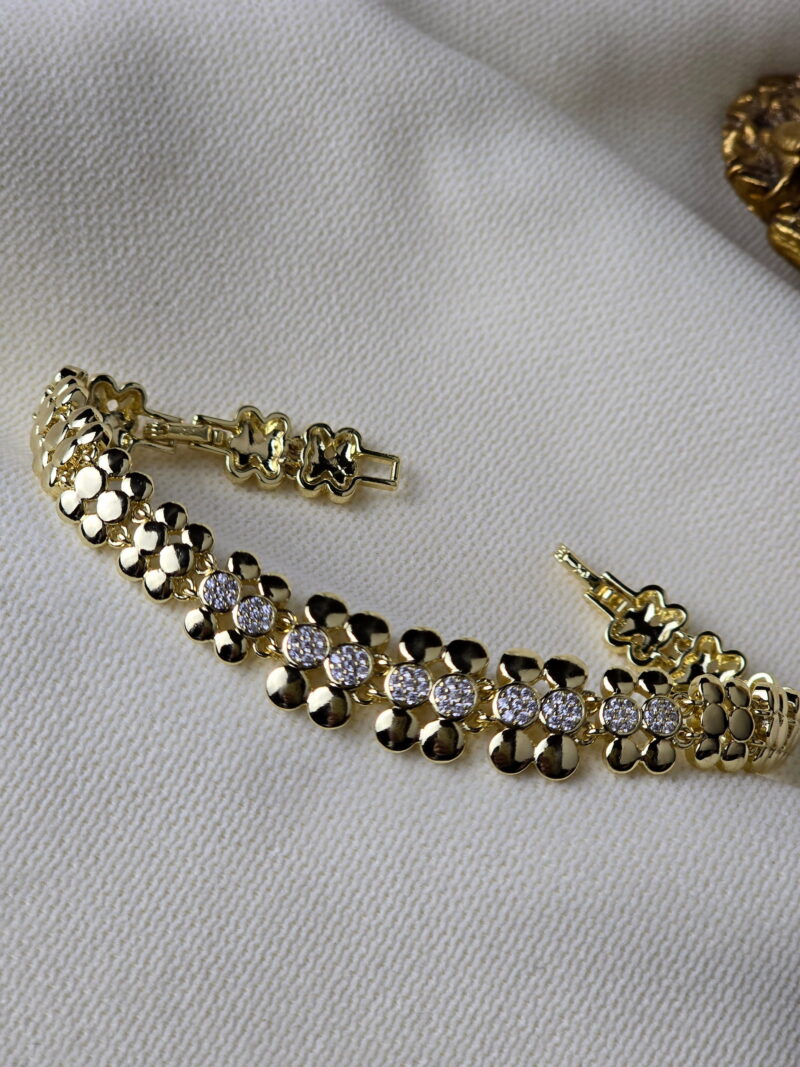 VIP 14K Yonca Model Taşlı Bileklik