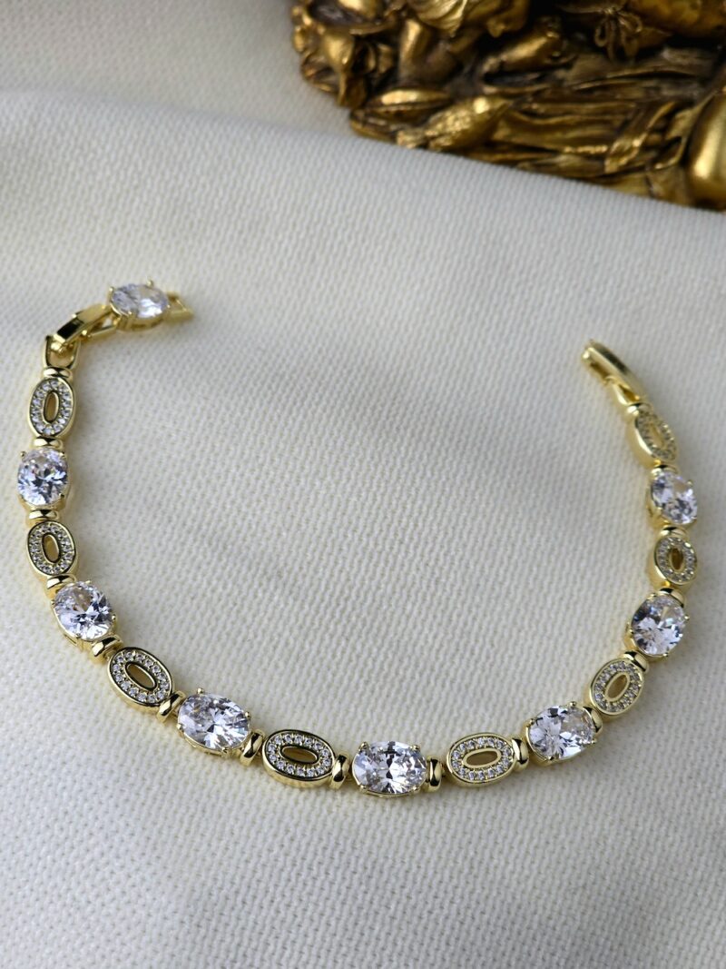 VIP 14K Zirkon Taşlı Oval Bileklik