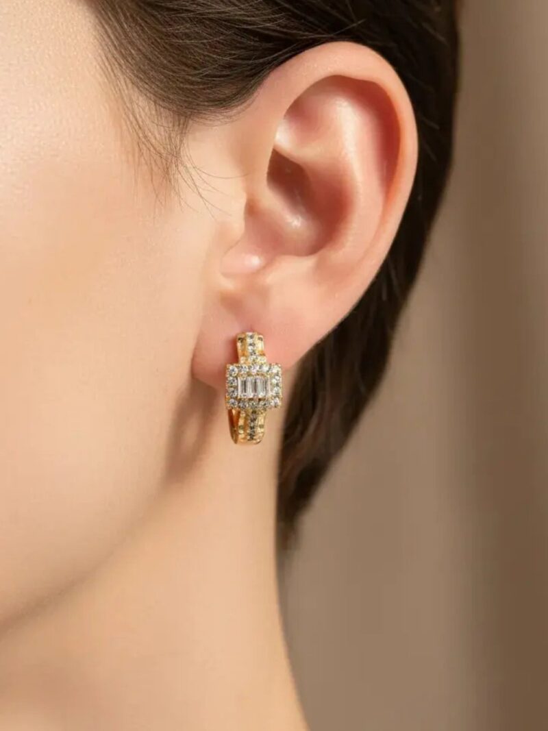 VIP 14K Xuping Gold Kare Taişlı Küpe