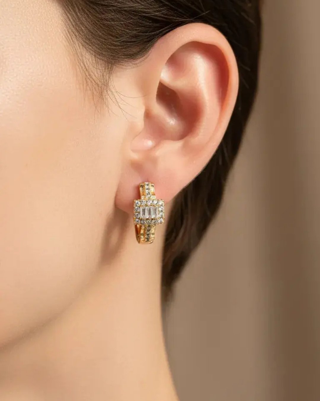 VIP 14K Xuping Gold Kare Taişlı Küpe
