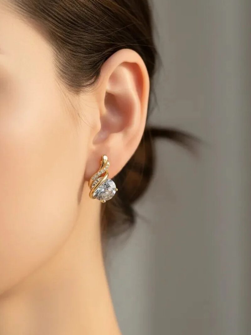 VIP 14K Xuping Gold Taşlı Tasarım Küpe