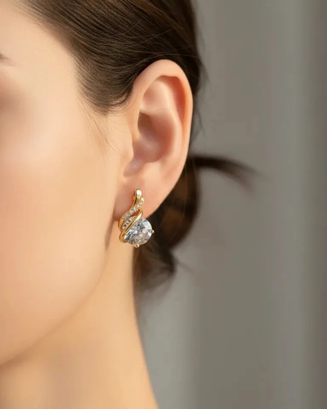 VIP 14K Xuping Gold Taşlı Tasarım Küpe