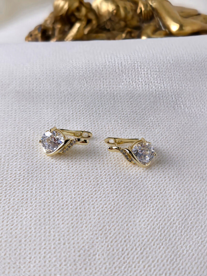 VIP 14K Xuping Gold Taşlı Tasarım Küpe