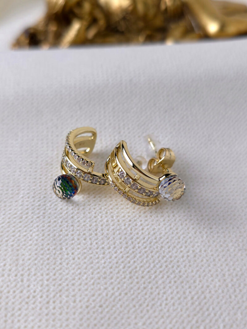 VIP 14K Xuping Gold Yeşil Taşlı Tasarım Küpe