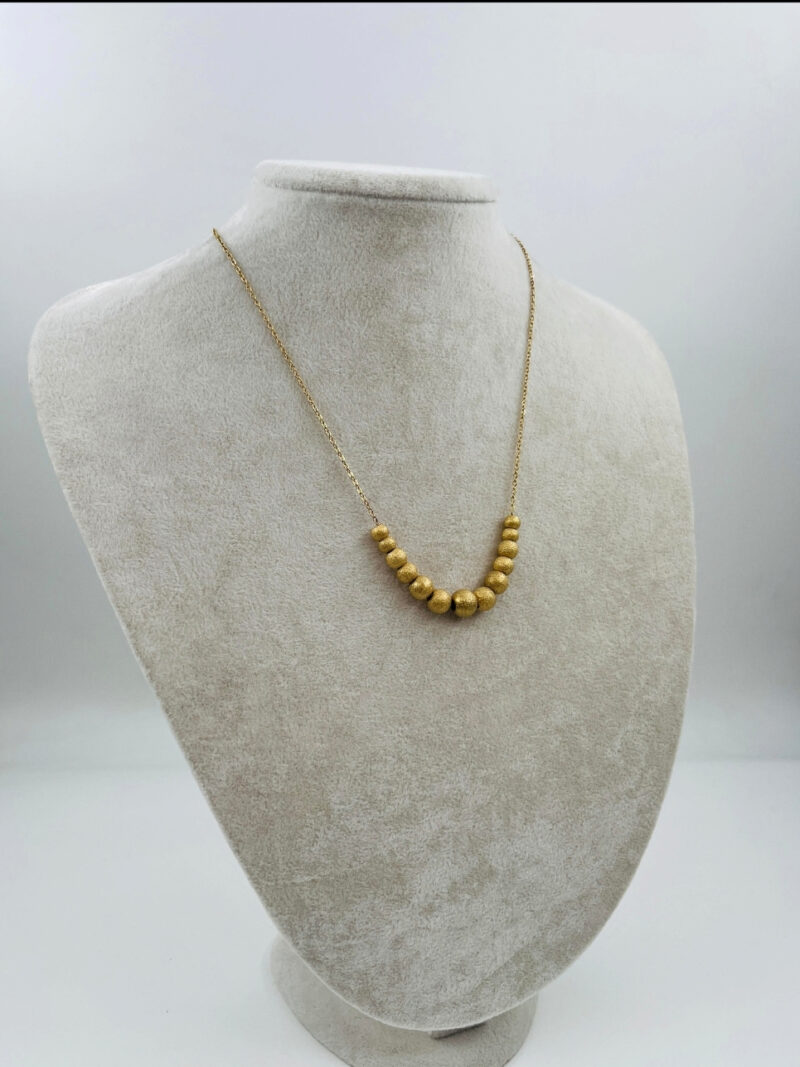 Gold Çelik Minimalist Mat Dokulu Top Zincir Kolye